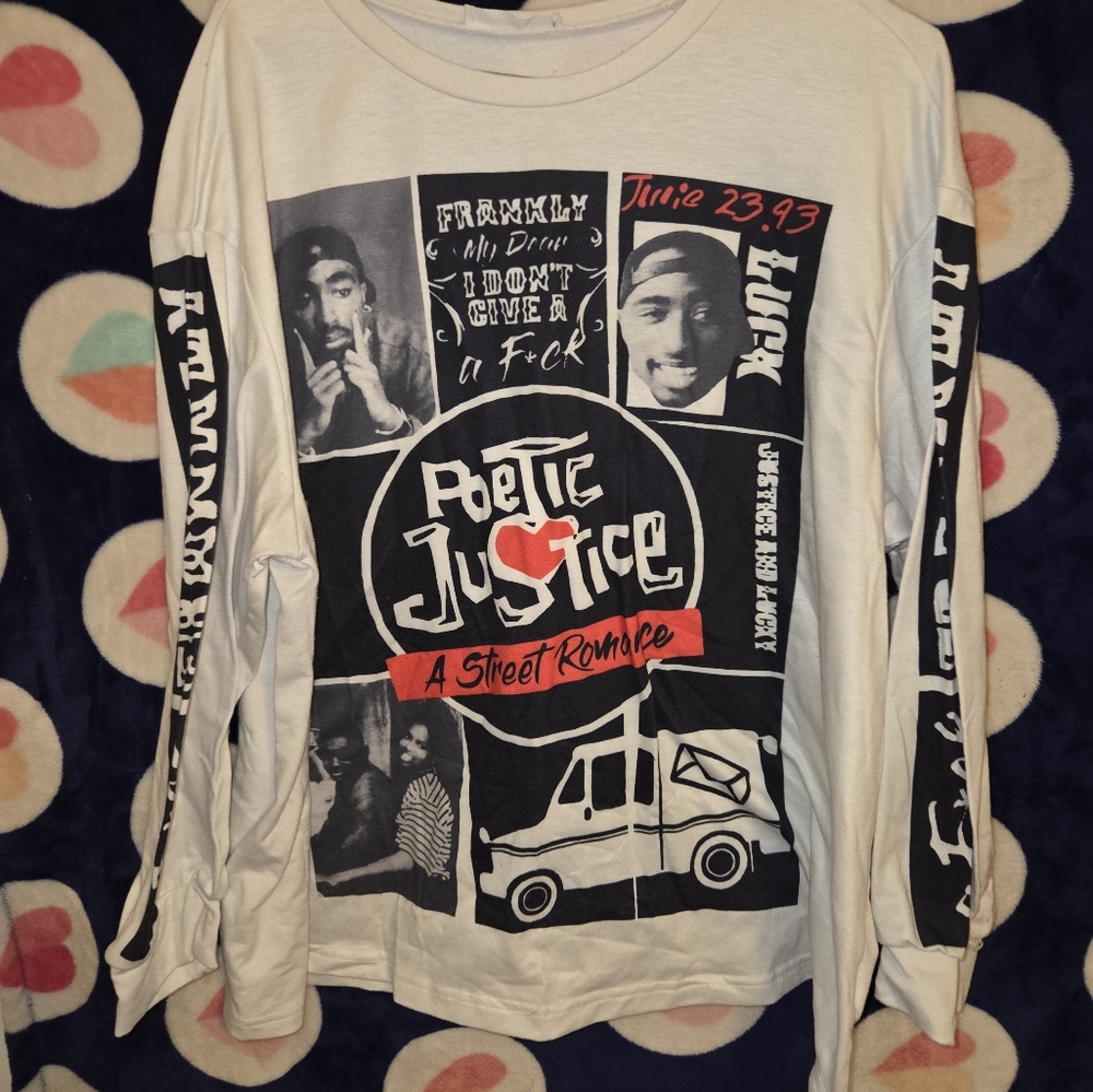 Black and White Long Sleeve Tee with Retro Graphic Design